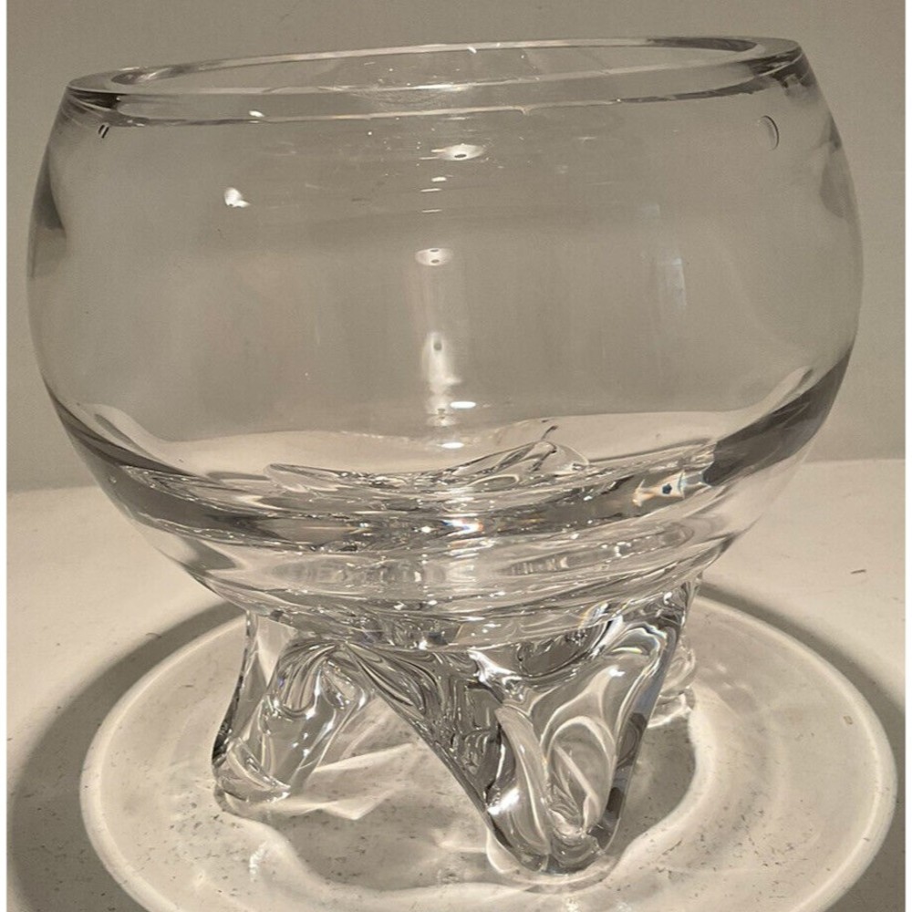 Art Deco Thick Glass 4 Footed Candy or Nut Serving Dish/Bowl Very Heavy